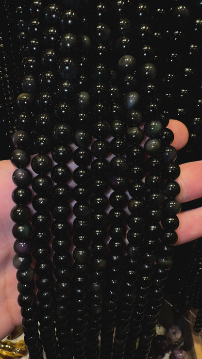 Fil de perle Obsidienne oeil céleste AA