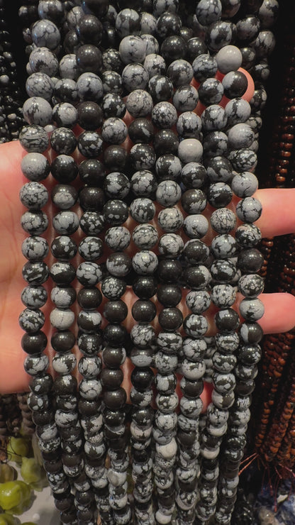 Fil de perle Obsidienne Flocon de Neige A