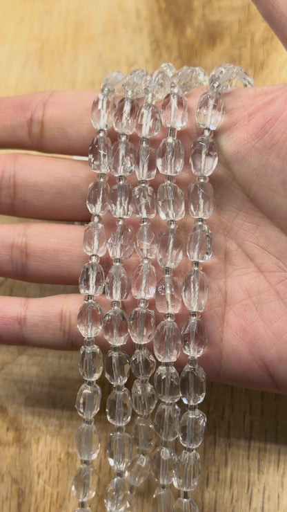 Fil Cristal de roche en ovale facettée 6x10 mm