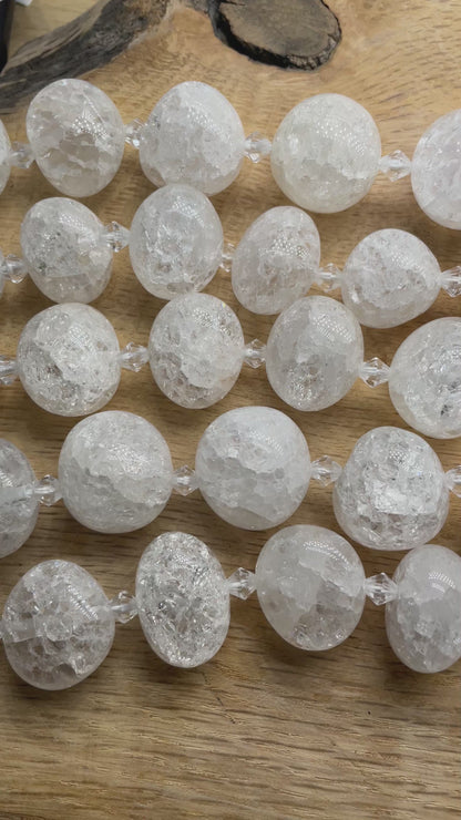 Fil de perles en Cristal de roche craquelé 15x20 mm