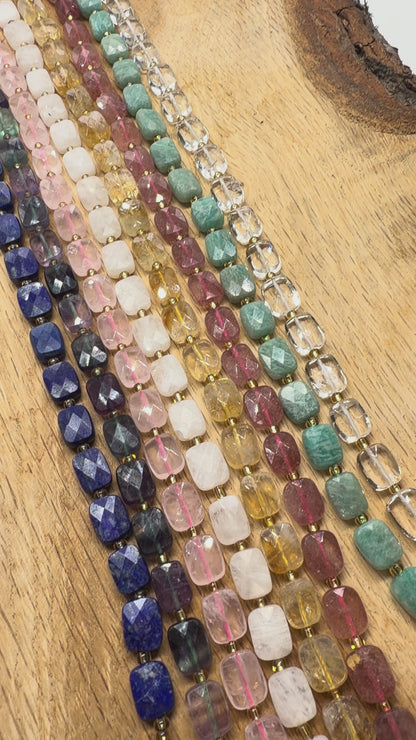 Fil de perles rectangulaire facetté 8x10 mm (16 pierres disponibles)