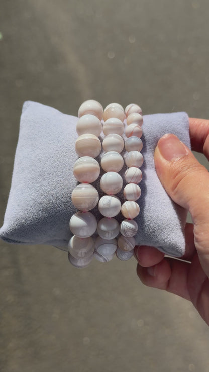 Bracelet Agate Botswana rose AAA