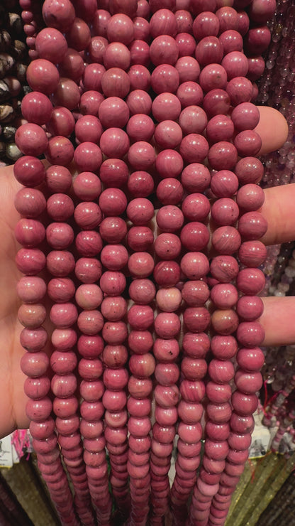 Fil de perle Rhodonite rose A+