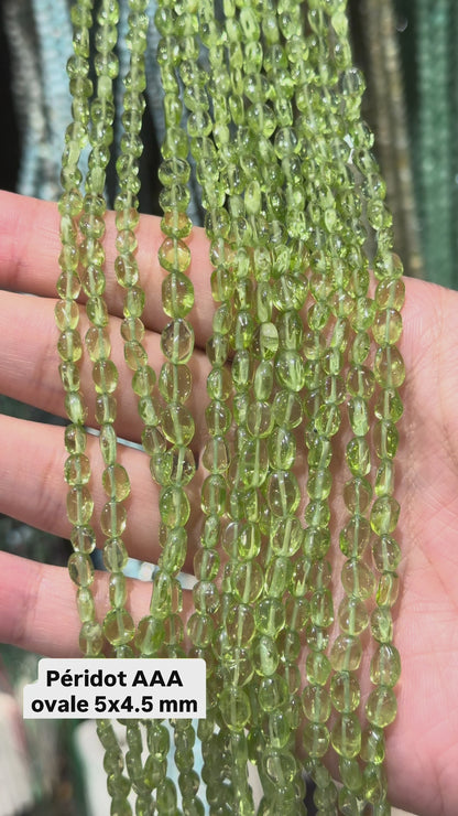Fil de pierre Péridot AAA ovale