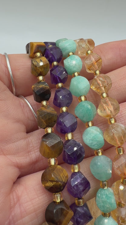 Fil de perles boule facetté 8 mm (4 pierres disponible)