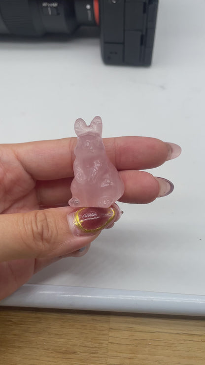 Figurine Lapin en Quartz rose