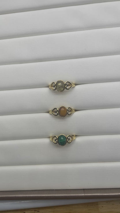 Bague en laiton rhodié doré & pierre naturelle (Réglable) #7