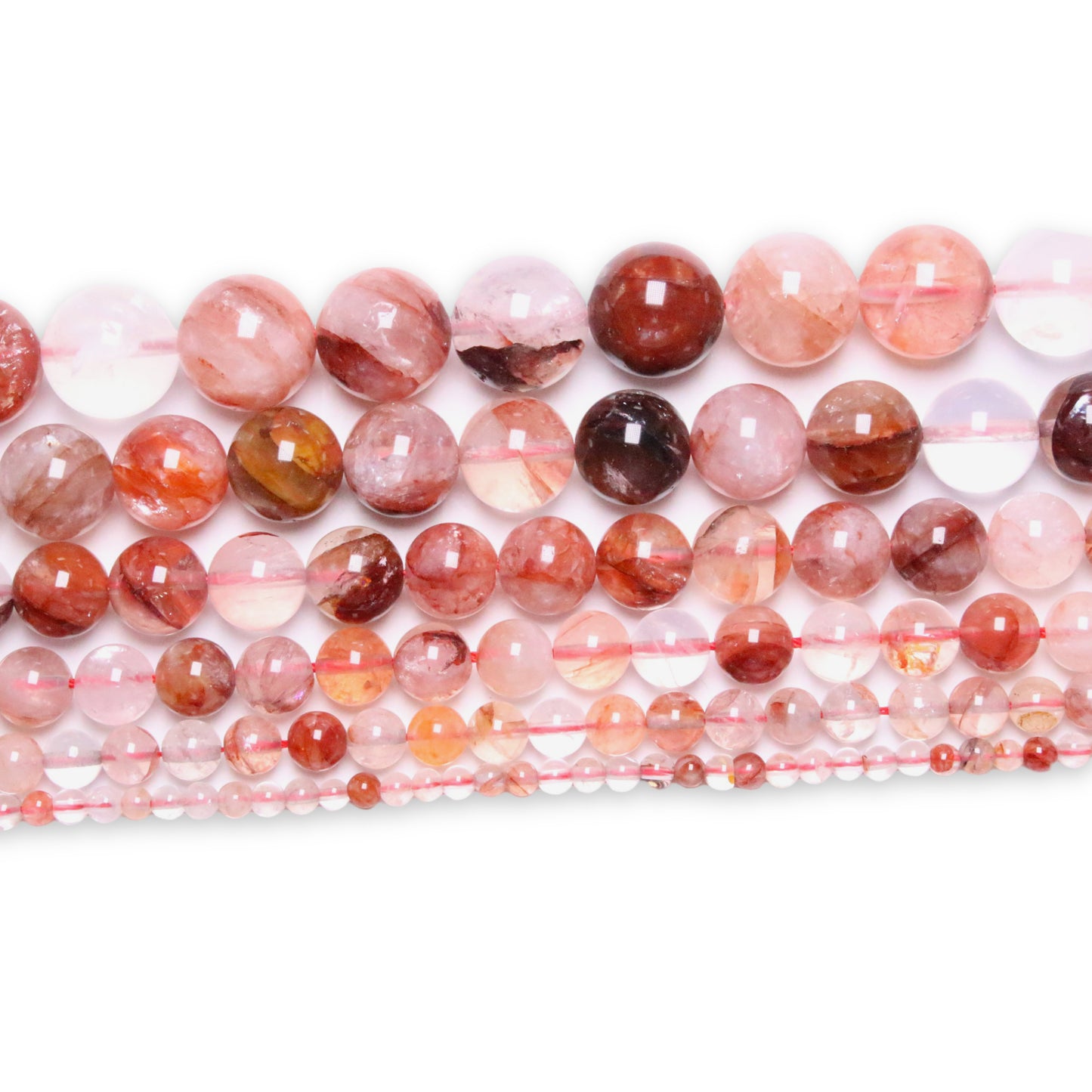 Fil de perle Quartz Hématoite Rouge A+