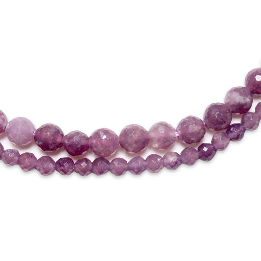 Lépidolite thread in the faceted pearl