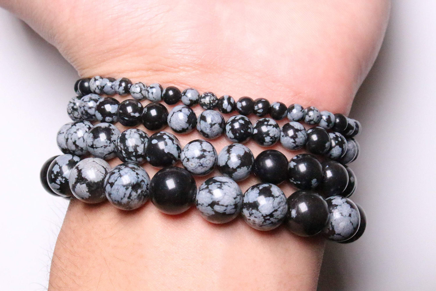 Snowflake Obsidian armband