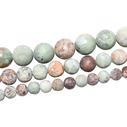 Mat Fossilized Green Opal Pearl Wire