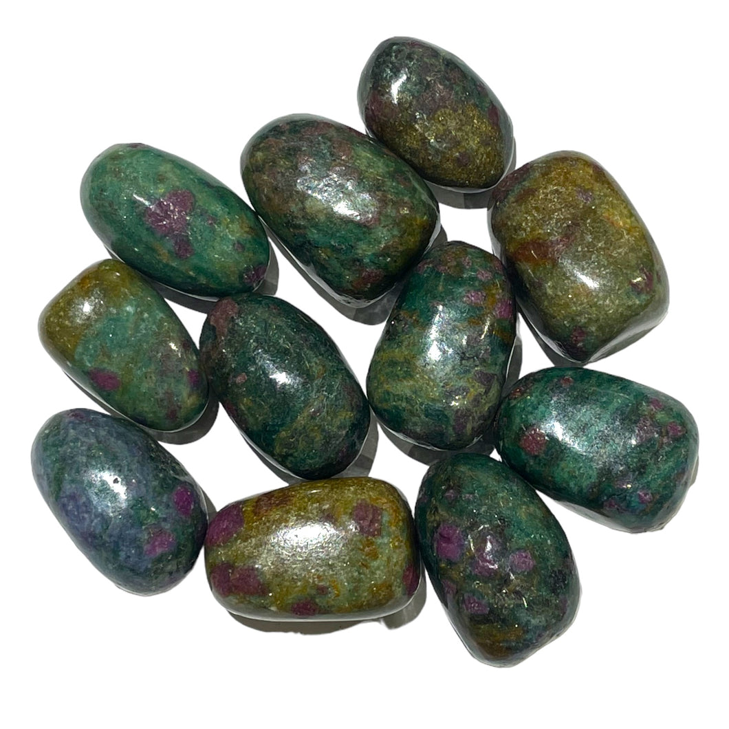 Ruby rolled stone on zoisite
