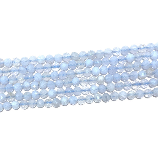 Blue Calcédonian wire in pearl faceted