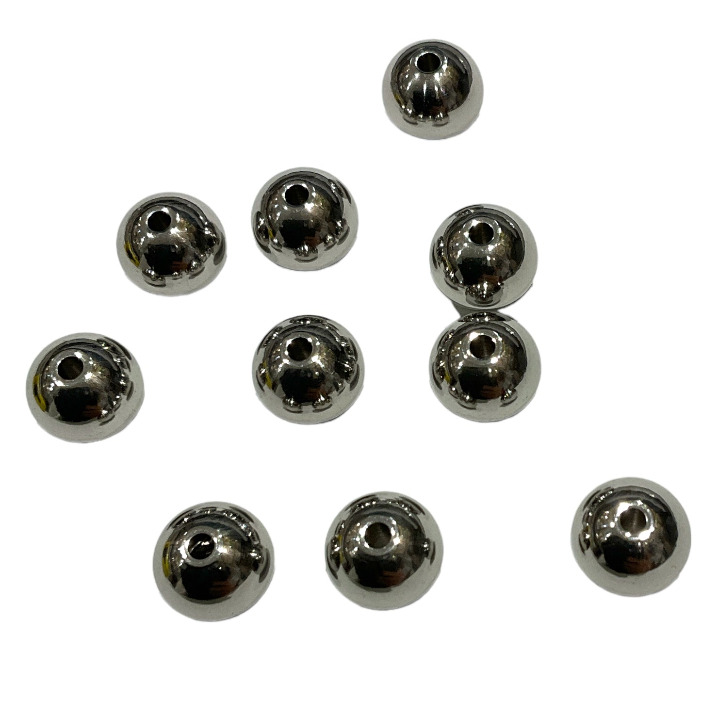 10 boules intercalaires pour perles de 10mm acier inoxydable argentées