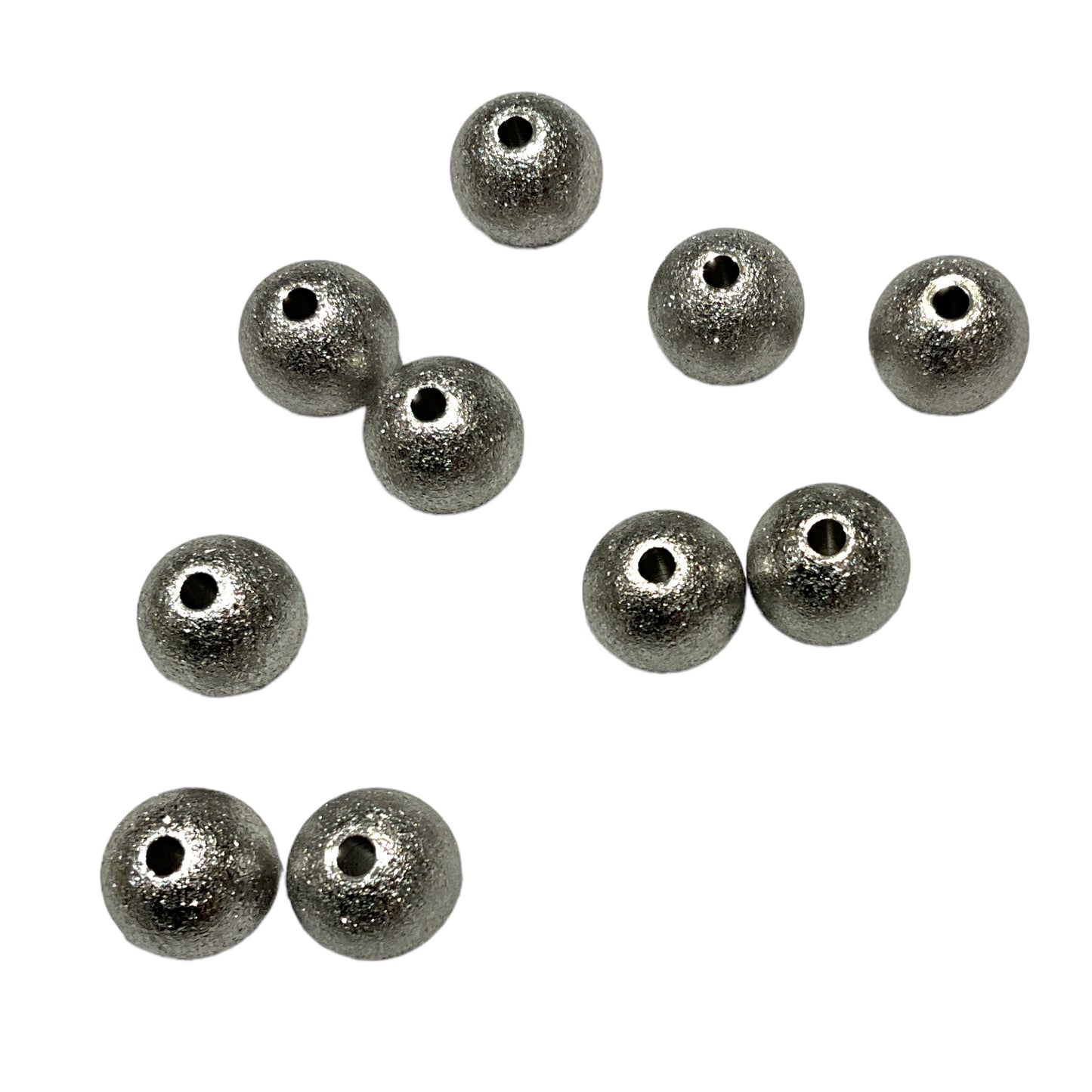 10 boules intercalaires pour perles pailletées de 10mm acier inoxydable argentées
