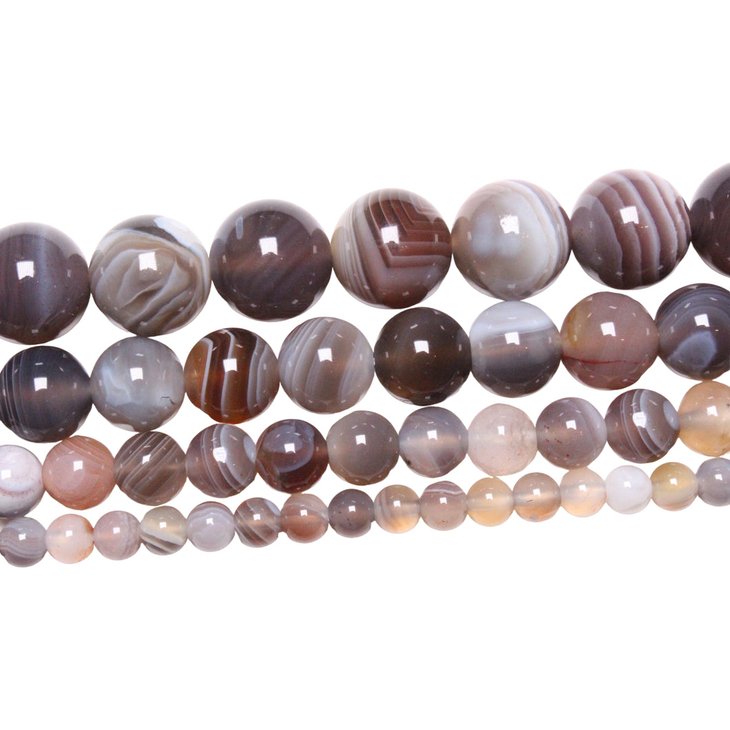Agate Botswana Brown Pearl Wire